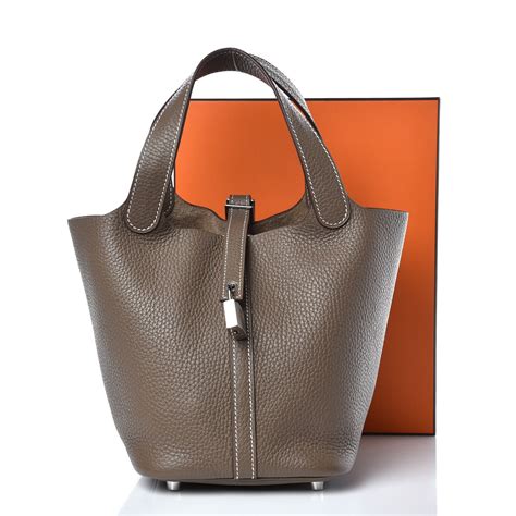 hermes taurillon clemence picotin 18 pm etoupe|Hermes picotin lock.